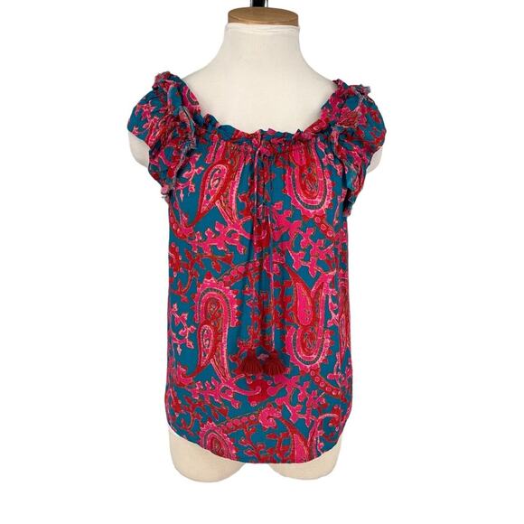 Figue Gianna Top Paisley Boho Peasant Small - Picture 1 of 13
